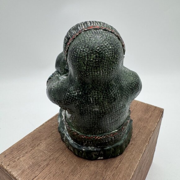 Inuit Sculpture Black Soapstone Hand Made The Wolf Sculptures Canada Parent moth - Picture 7 of 13